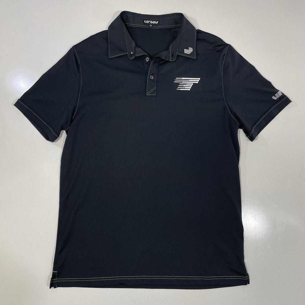 LIV Golf GC Dotty Polo Shirt Men’s M Black Solid Performance Stretch Knit Tech